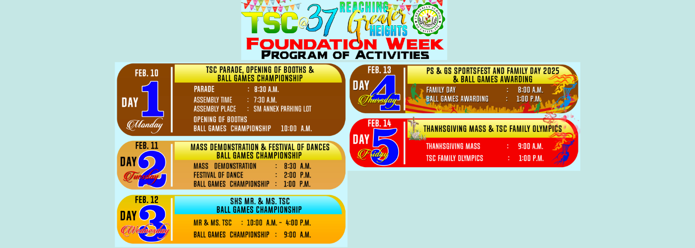 TSC 37th foundation week program of activities – THERESIAN SCHOOL OF ...